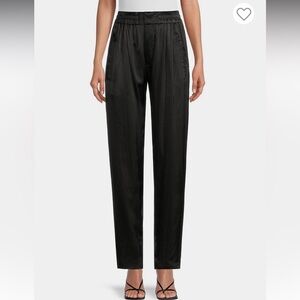 Delos black satin pleated pants